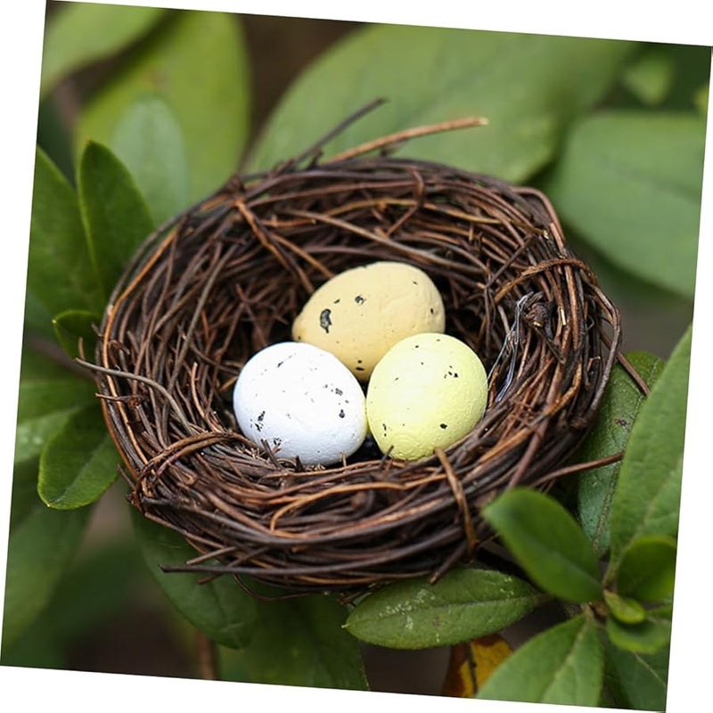 Decorative Bird Nest Eggs Set of 4 Plastic Woven Birdcage Decor - Image 2